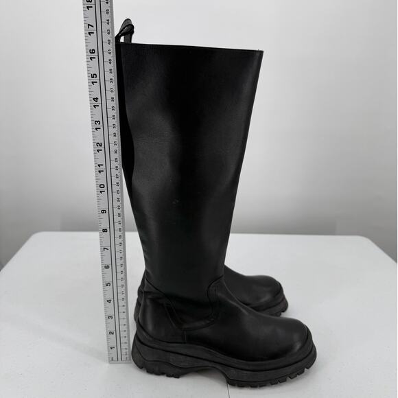 Staud Bow Leather Black Tall Platform Boots Women's Size 36.5 - Picture 9 of 12